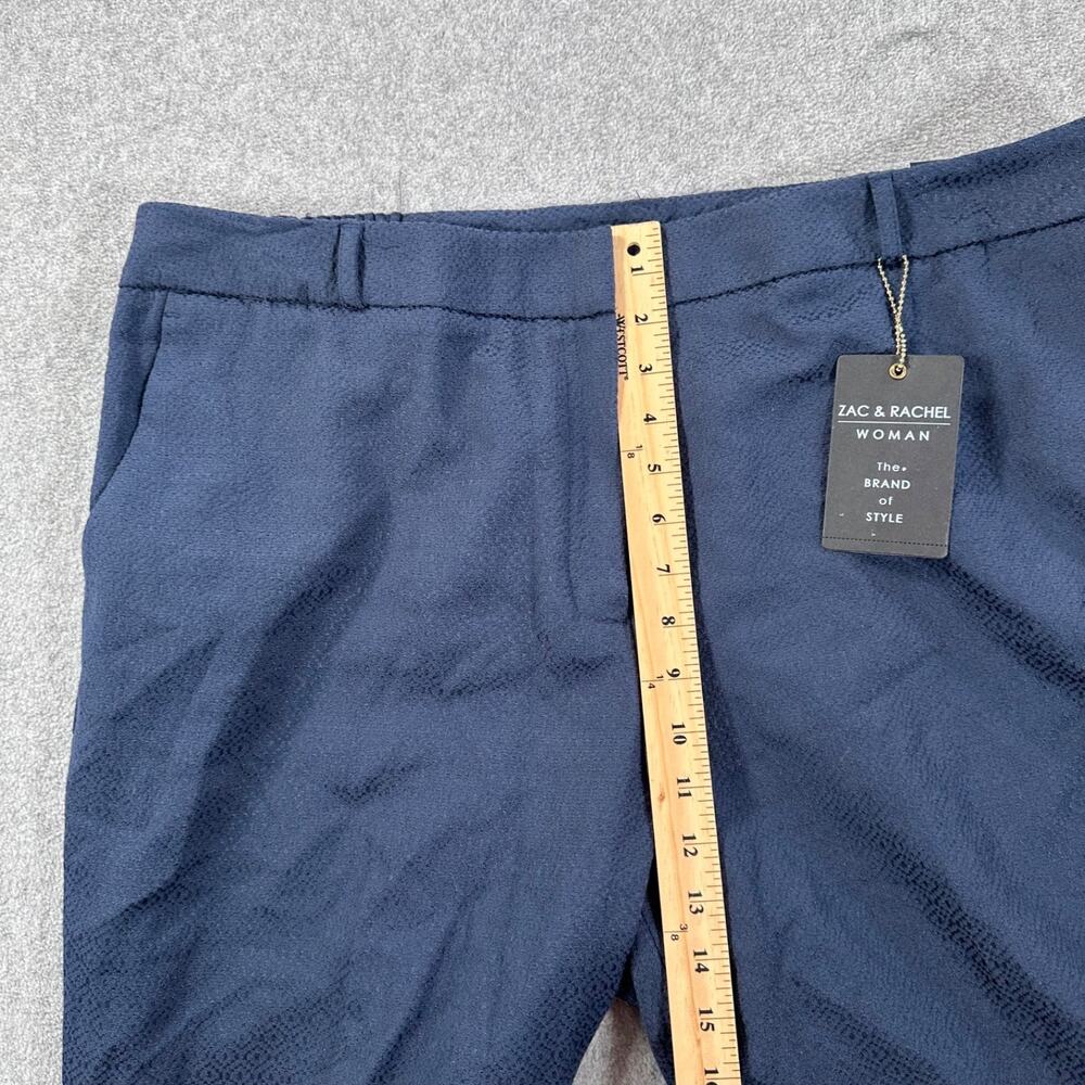 Zac & Rachel Navy Blue Textured Slim Ankle Pants Women's 18W New Straight Leg - Picture 5 of 12